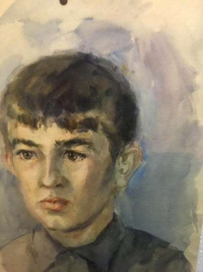 Watercolor painting Boy in a green shirt Irina Palazhchenko