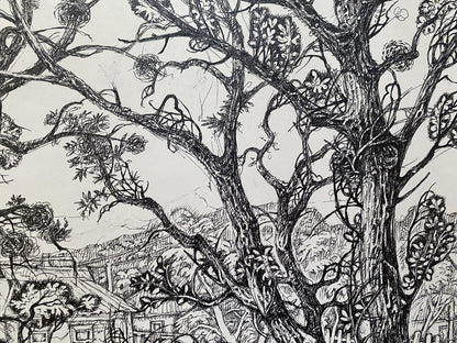 Ink painting Farmhouse in the village Oleg Litvinov