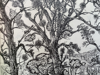 Ink painting Farmhouse in the village Oleg Litvinov