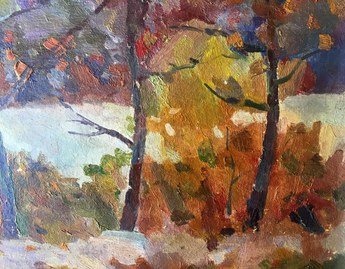 Peter Dobrev's oil painting depicts a tranquil stream flowing through the forest