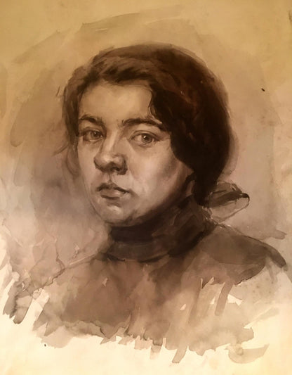 Watercolor painting Pensive woman Irina Palazhchenko