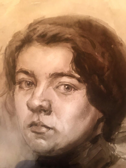 Watercolor painting Pensive woman Irina Palazhchenko