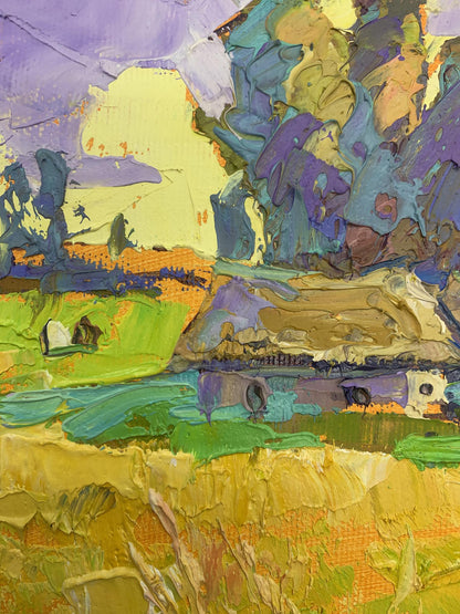 Oil Painting Village Nature Landscape 