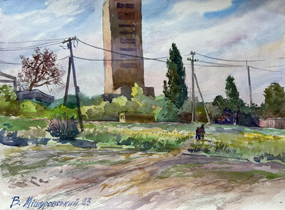 Watercolor painting Urban bustle V. Mishurovsky