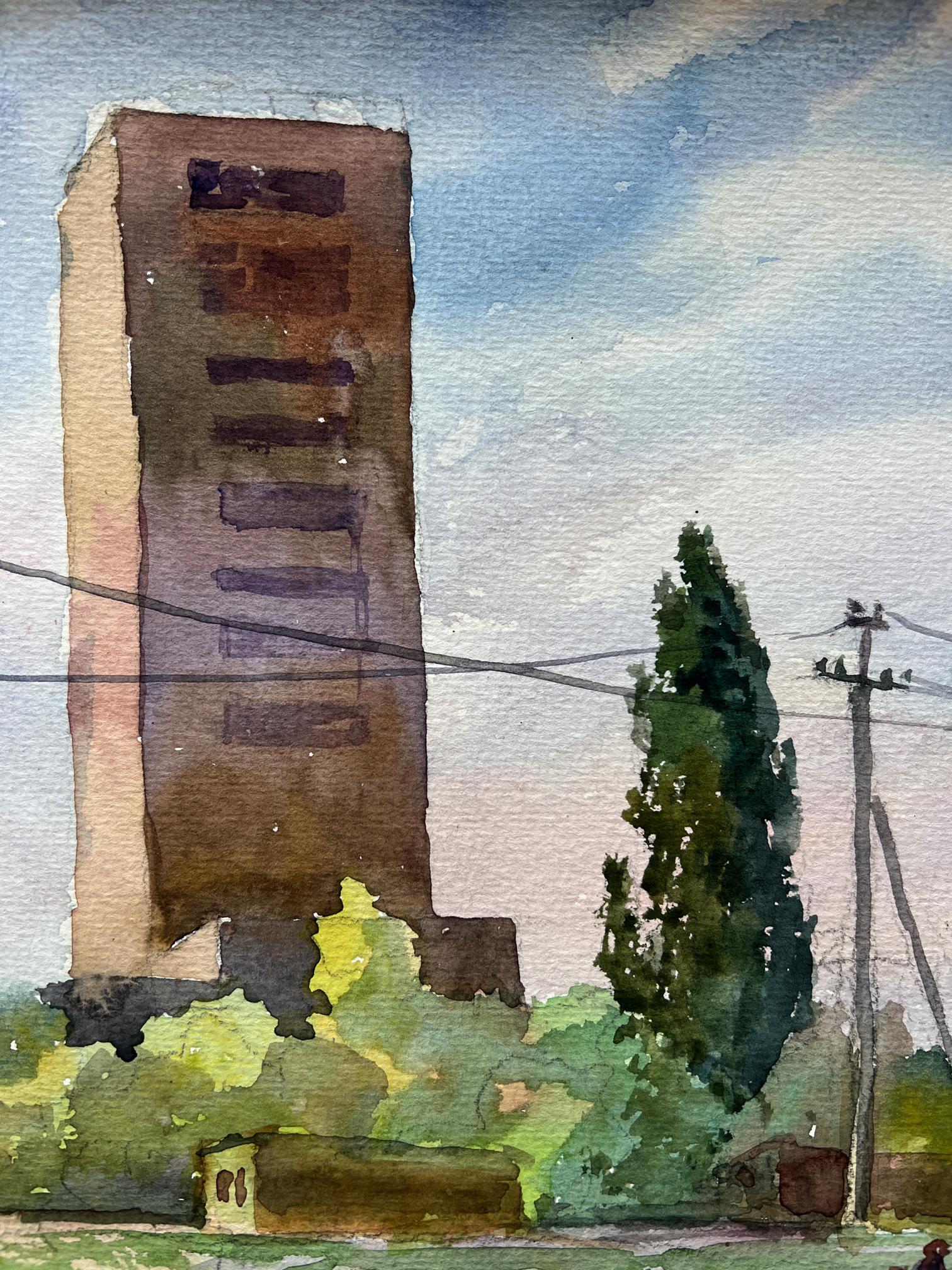 Watercolor painting Urban landscape  