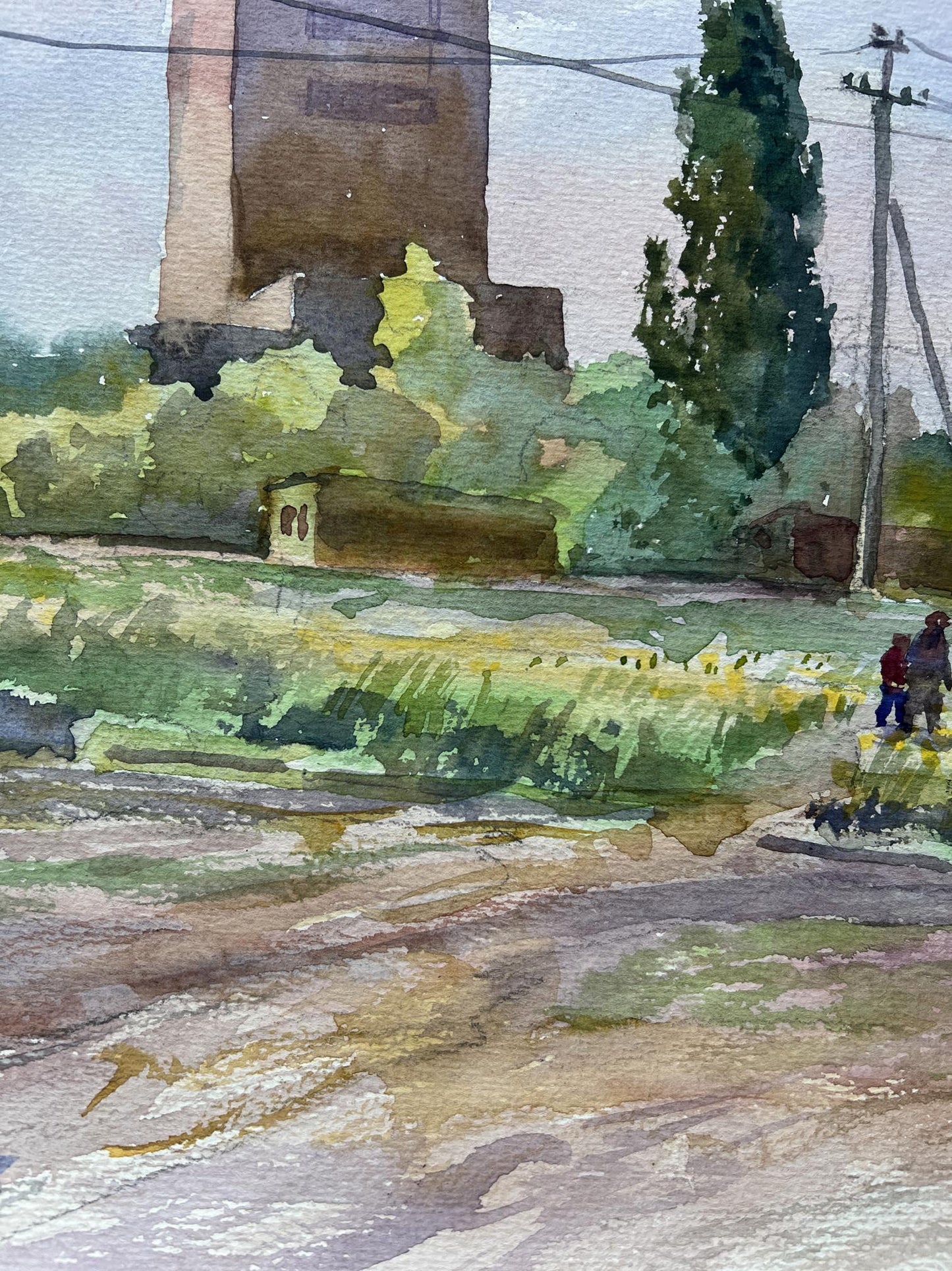 Watercolor painting Urban Nature Landscape 