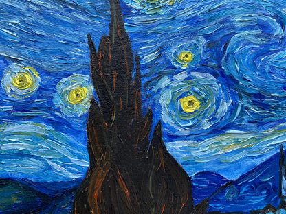 Abstract oil painting Copy of Van Gogh "Moonlit Night" Valeria Barabash