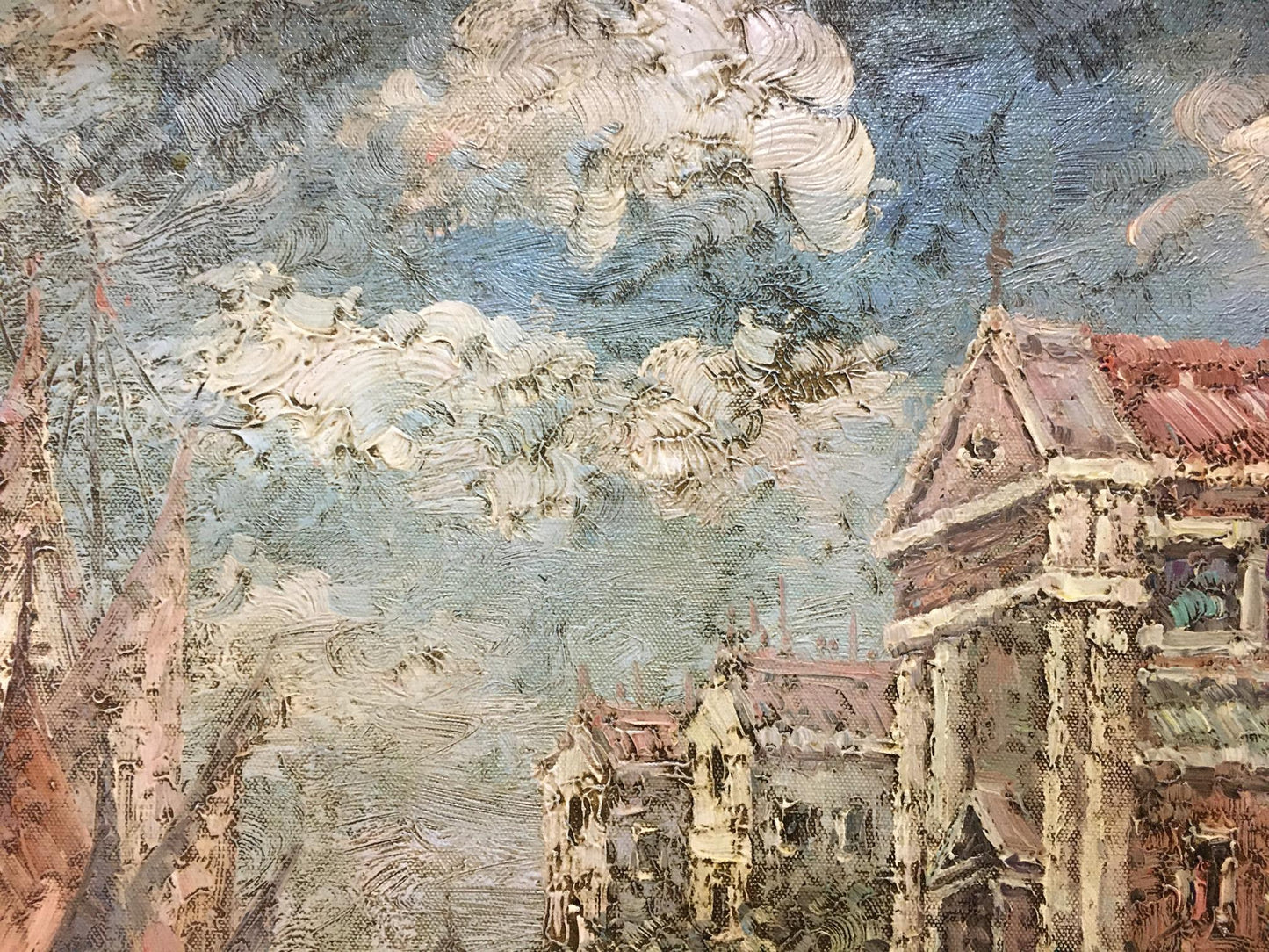 Oil painting Summer city landscape