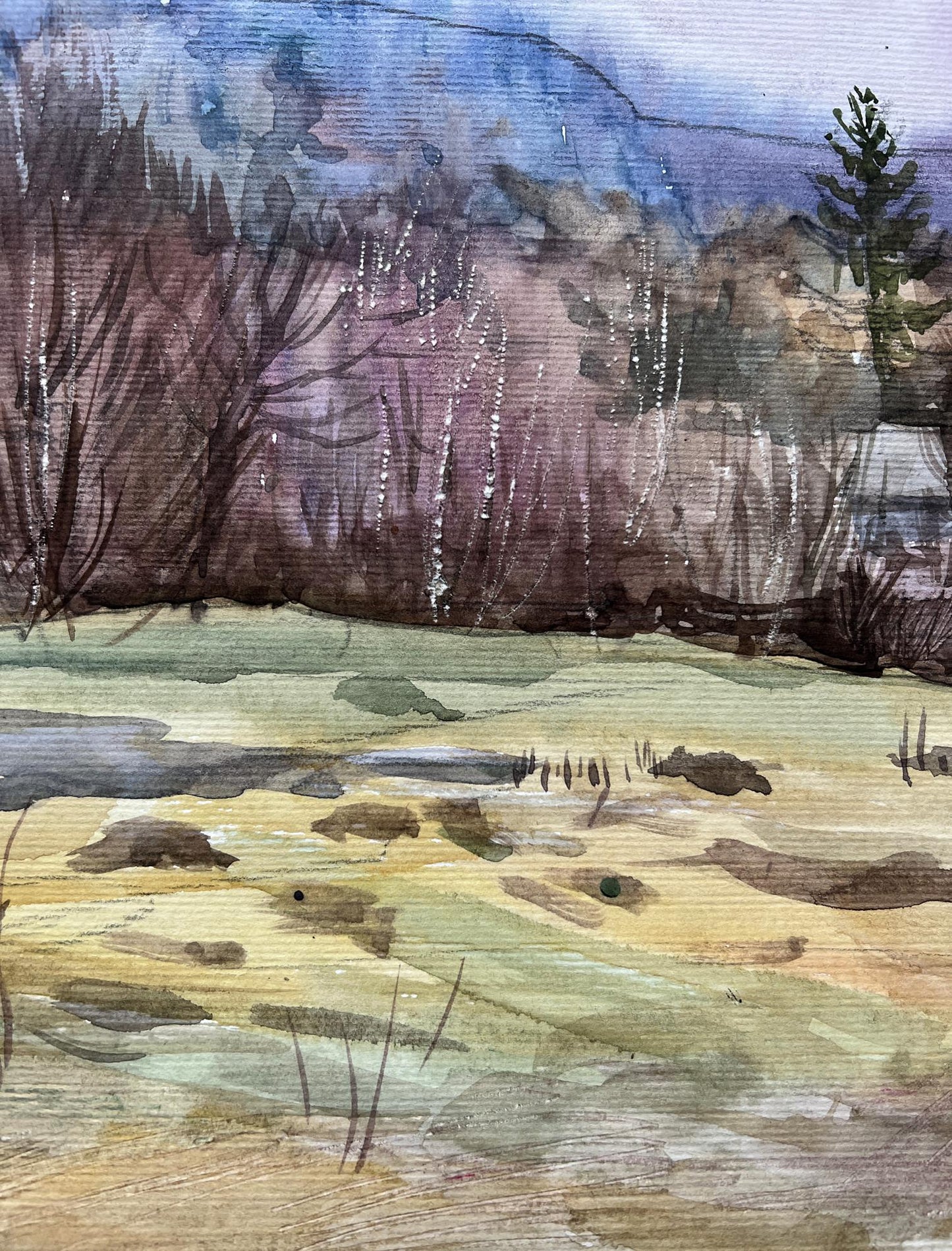 Watercolor painting Mountain Nature Landscape 