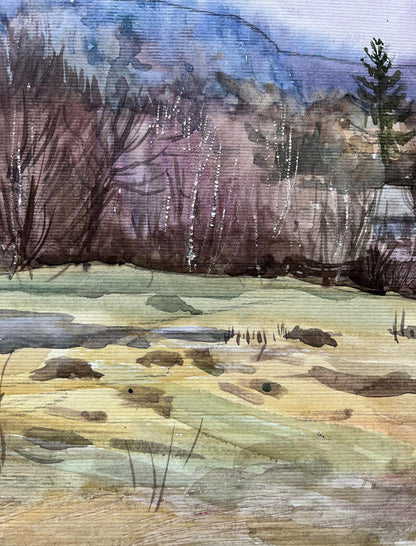 Watercolor painting Mountain Nature Landscape 