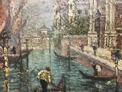 Oil painting Summer city landscape