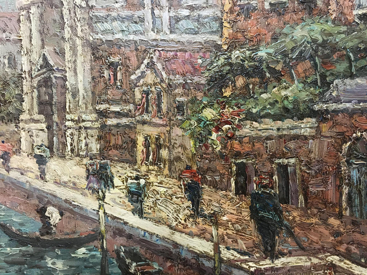 Oil painting Summer city landscape