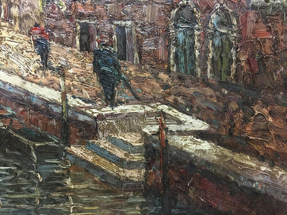 Oil painting Summer city landscape