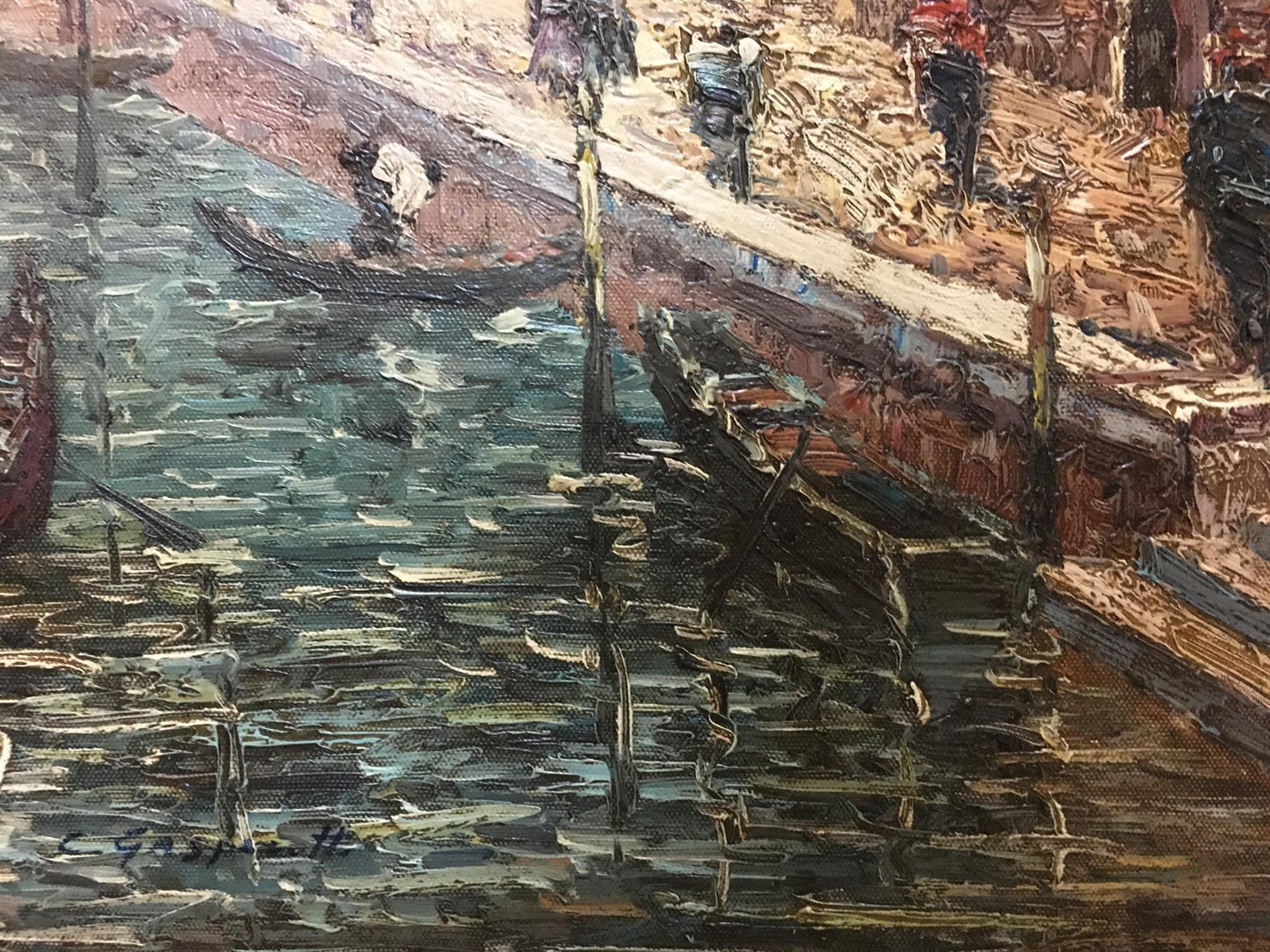 Oil painting Summer city landscape