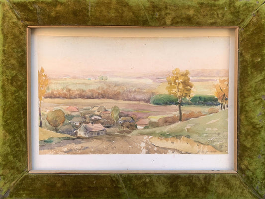 Watecolor painting Entrance to the village Ivan Kirillovych Tsyupka