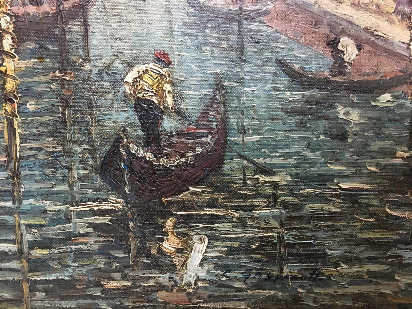 Oil painting Summer city landscape