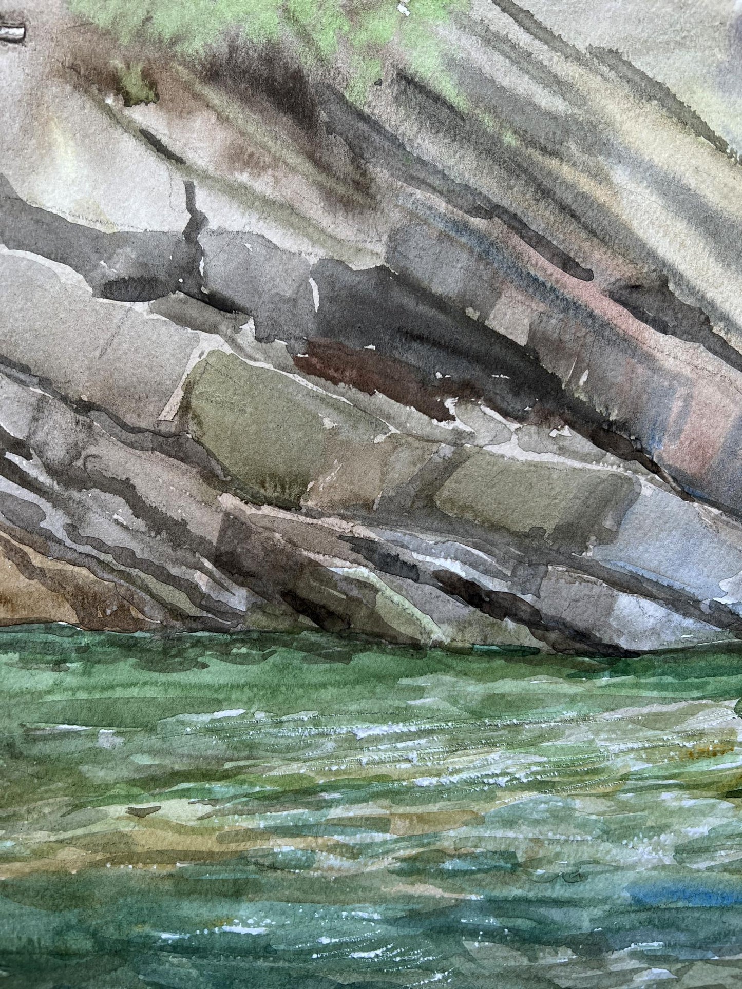 Watercolor painting Waterfall