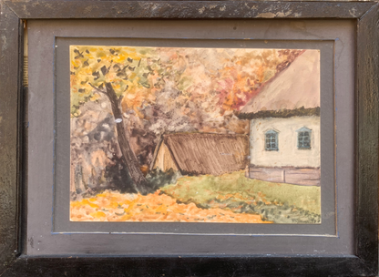 Watecolor painting Once in the village