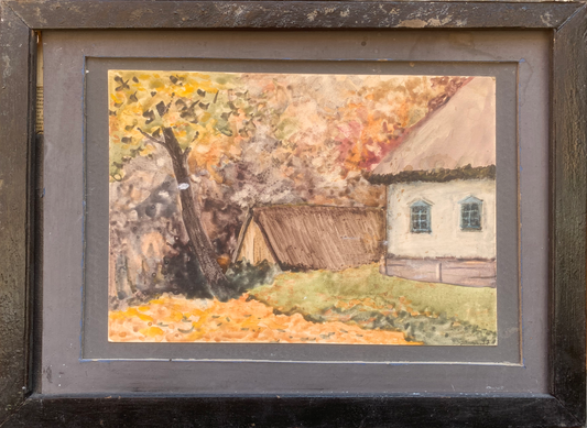 Watecolor painting Once in the village