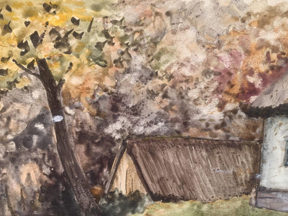 Watecolor painting Once in the village