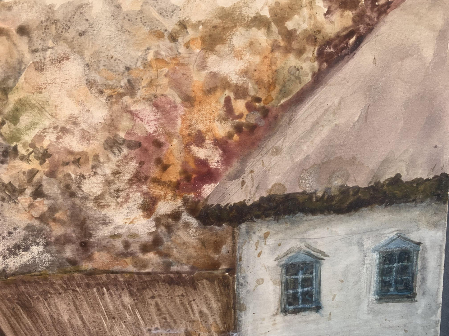 Watecolor painting Once in the village