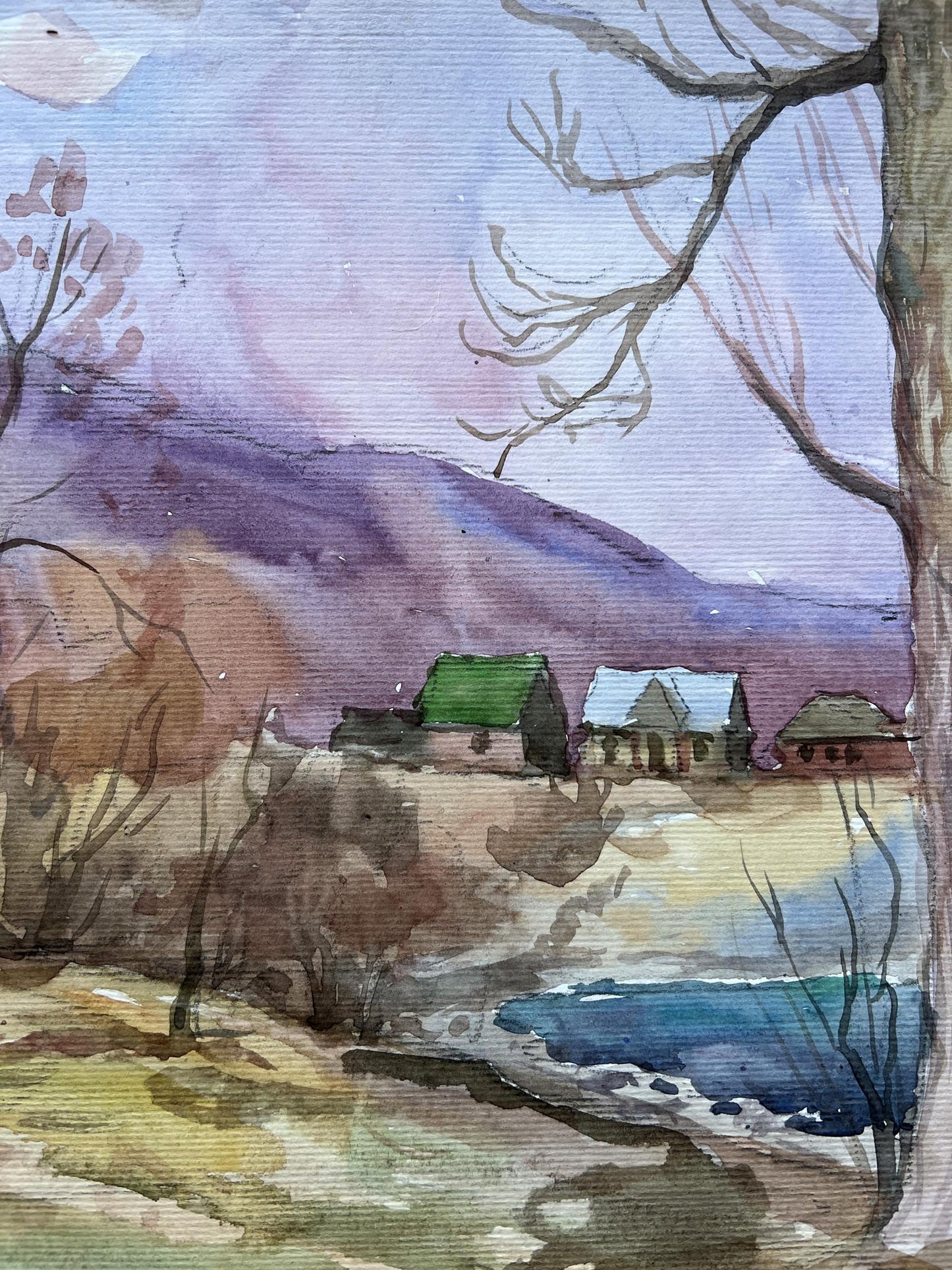 Watercolor painting Nature Landscape 