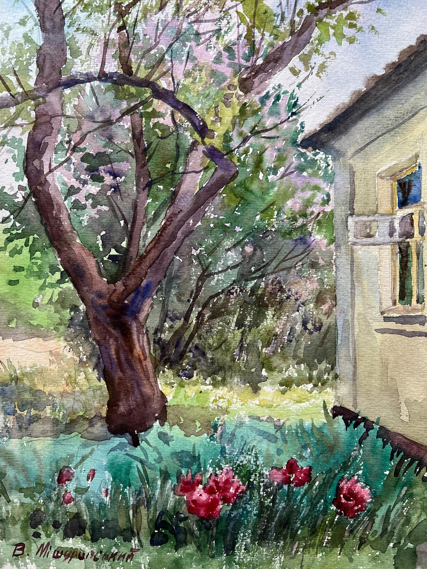 Watercolor painting Spring in the yard V. Mishurovsky
