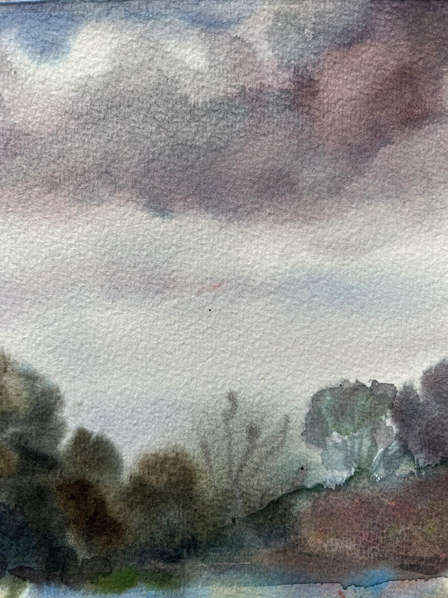 Watercolor painting Summer Nature Landscape 