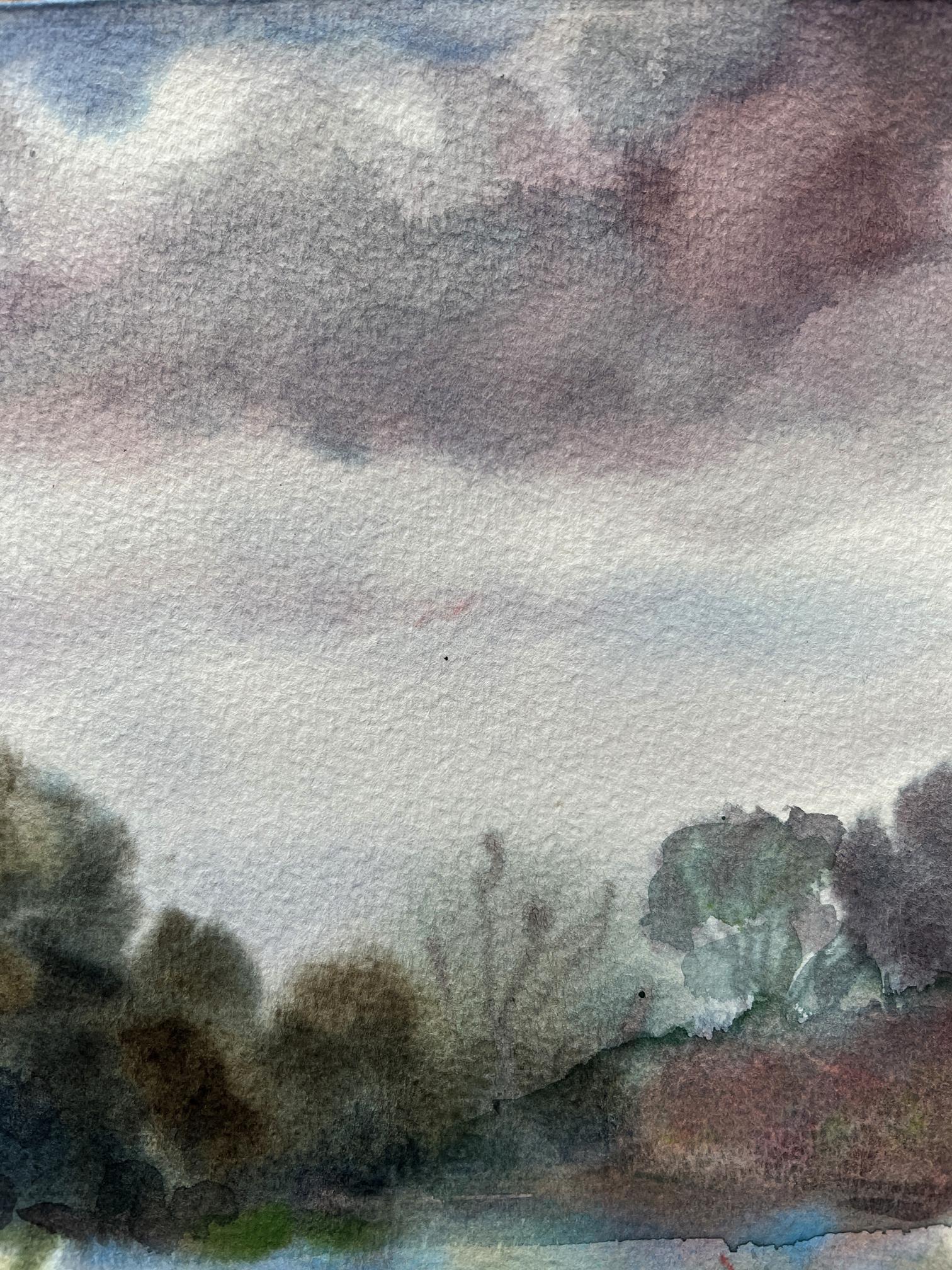 Watercolor painting Summer Nature Landscape 