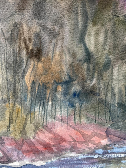 Watercolor painting river 