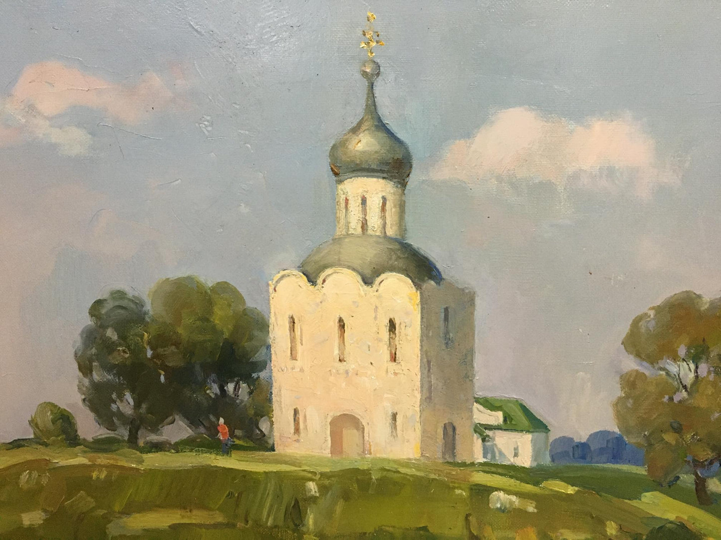 Oil painting Church landscape Strelov Arkady Efimovich