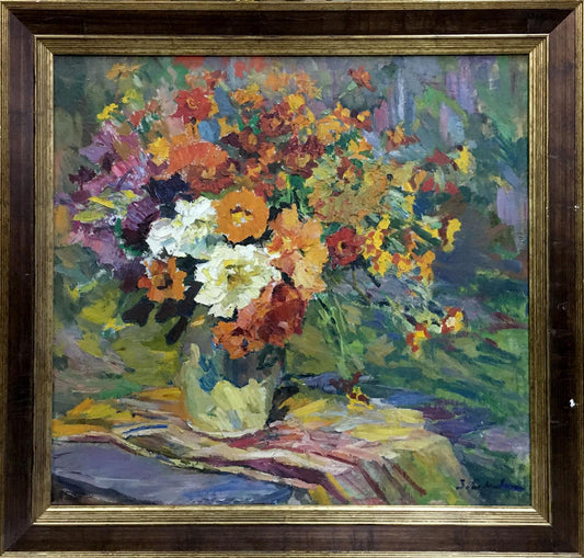 Oil painting Gorgeous bouquet of flowers Zinaida Sokolova