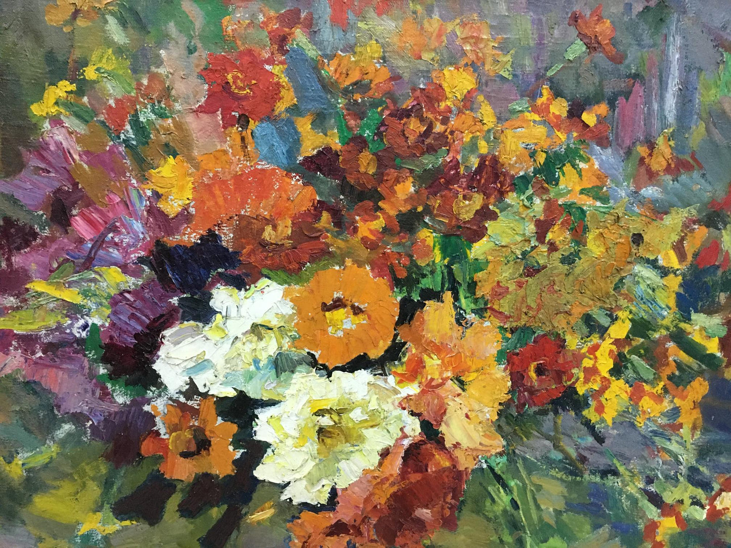 Oil painting Gorgeous bouquet of flowers Zinaida Sokolova