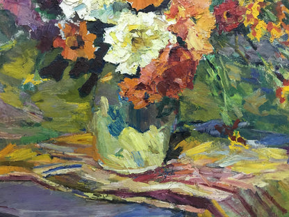 Oil painting Gorgeous bouquet of flowers Zinaida Sokolova