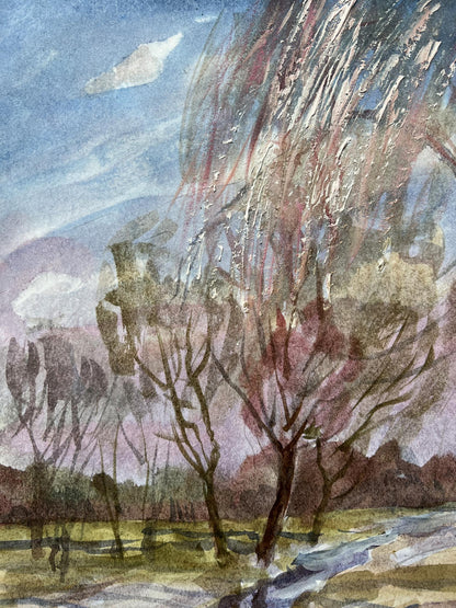 Watercolor painting Blooming spring