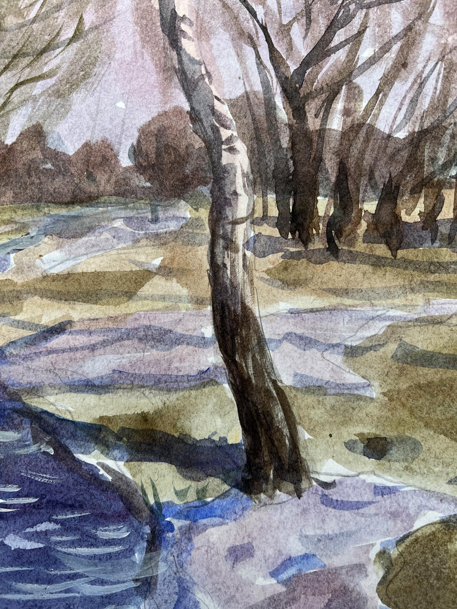 Watercolor painting Spring Nature Landscape 