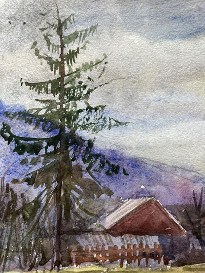 Watercolor painting goats 