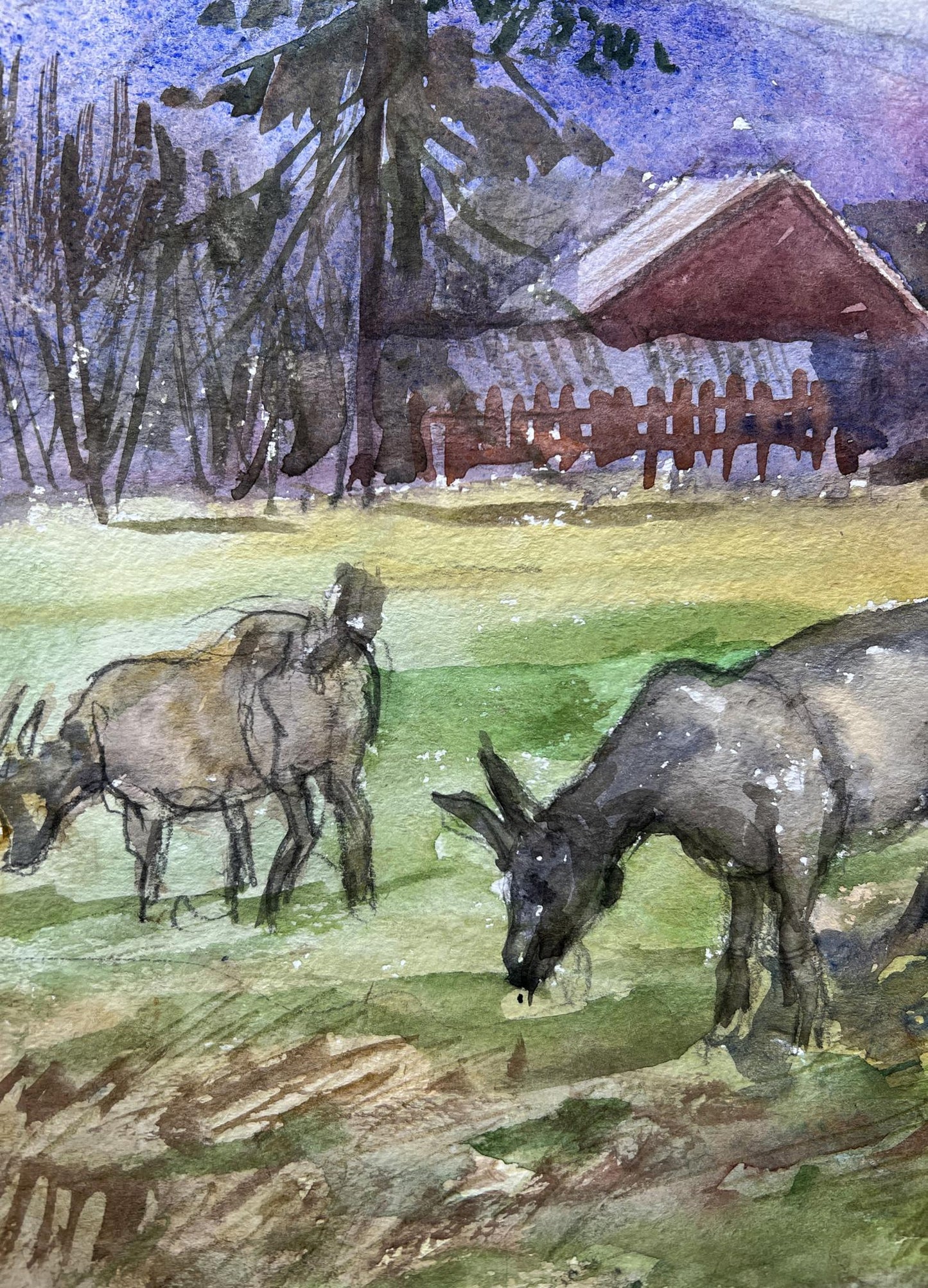 Watercolor painting Nature Landscape 