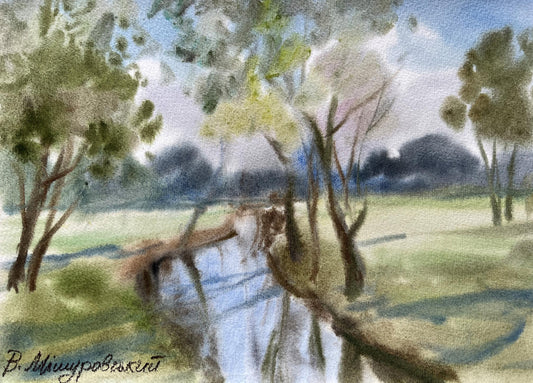 Watercolor painting Spring day V. Mishurovsky