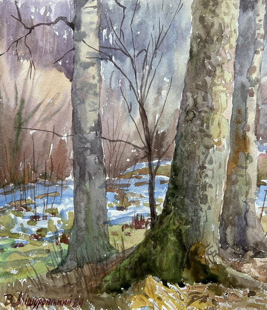 Watercolor painting Until spring V. Mishurovsky