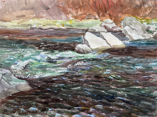 Watercolor painting Dark waters V. Mishurovsky