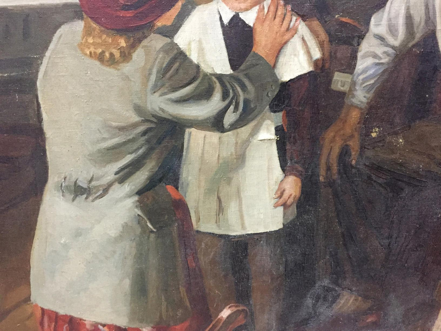 Oil painting Daughter going to school