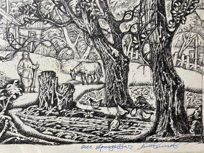 Landscape ink painting by Oleg Arkad'yevich Litvinov