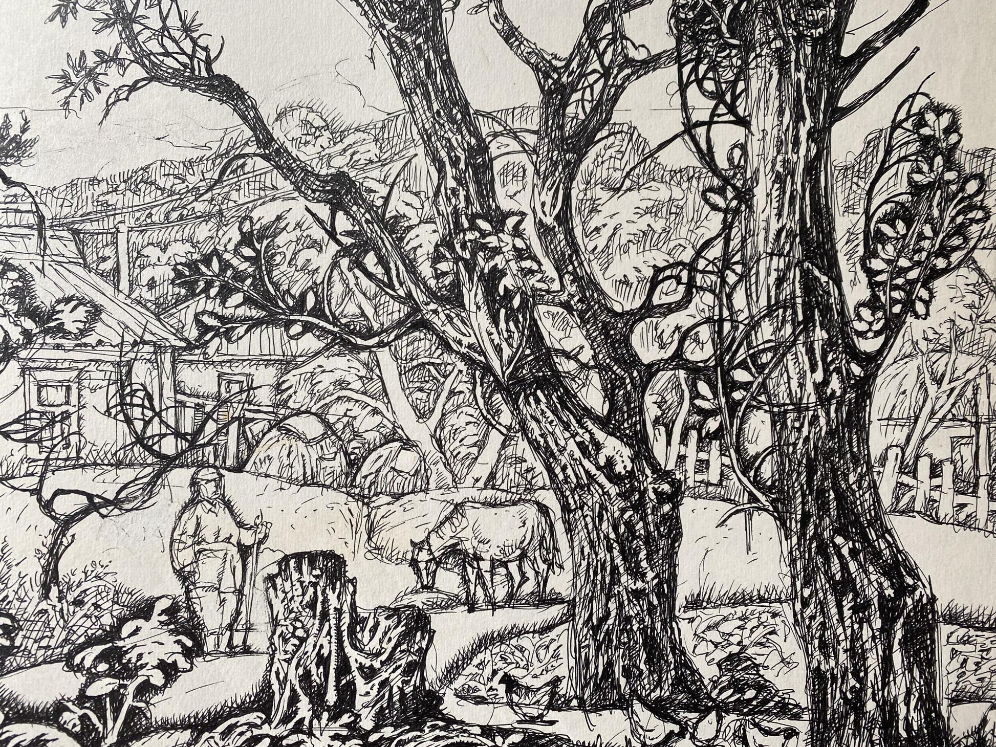 Ink landscape artwork by Oleg Arkad'yevich Litvinov