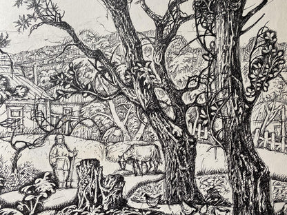 Ink landscape artwork by Oleg Arkad'yevich Litvinov