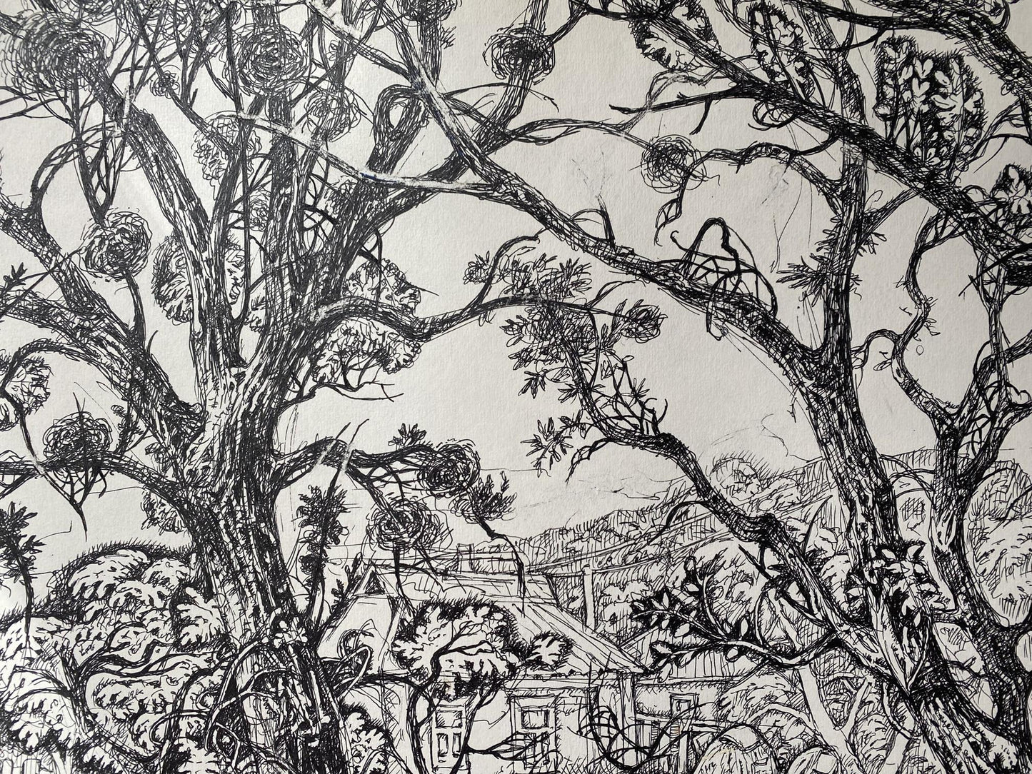 Ink painting of a landscape by Oleg Arkad'yevich Litvinov