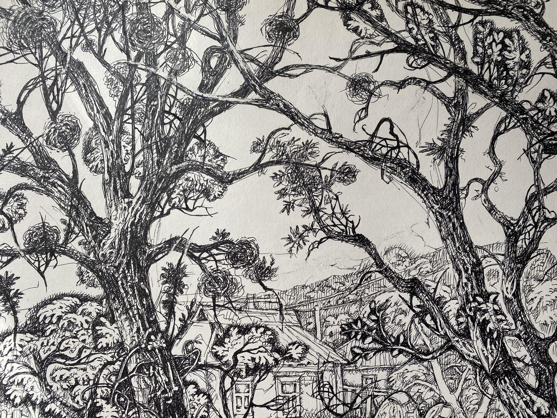 Ink painting of a landscape by Oleg Arkad'yevich Litvinov