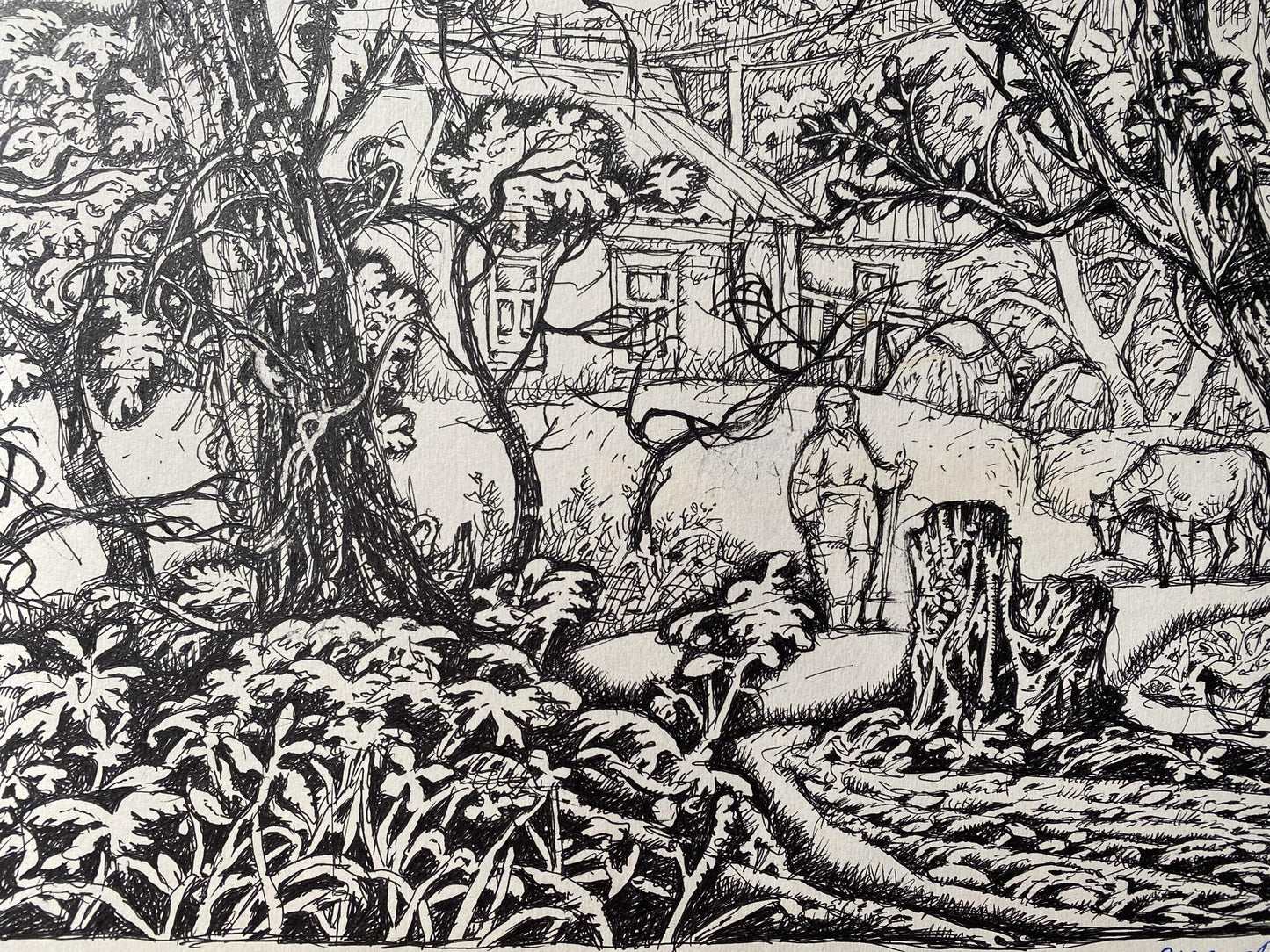 Ink landscape by Oleg Arkad'yevich Litvinov