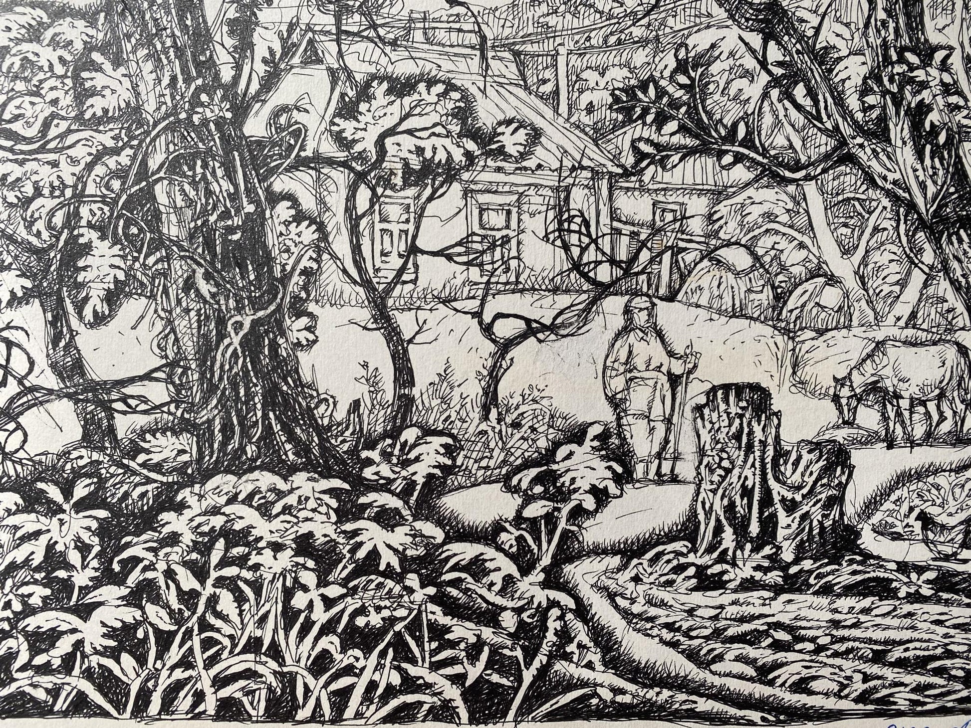 Ink landscape by Oleg Arkad'yevich Litvinov