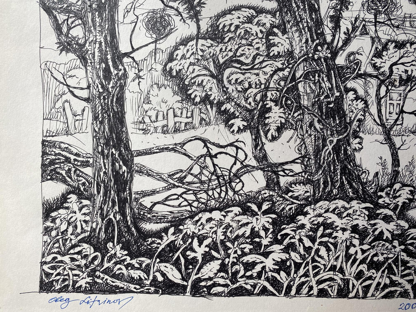 Landscape artwork in ink by Oleg Arkad'yevich Litvinov